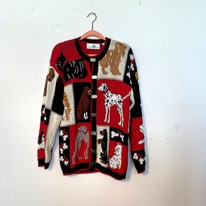 Vintage novelty dog print cardigan